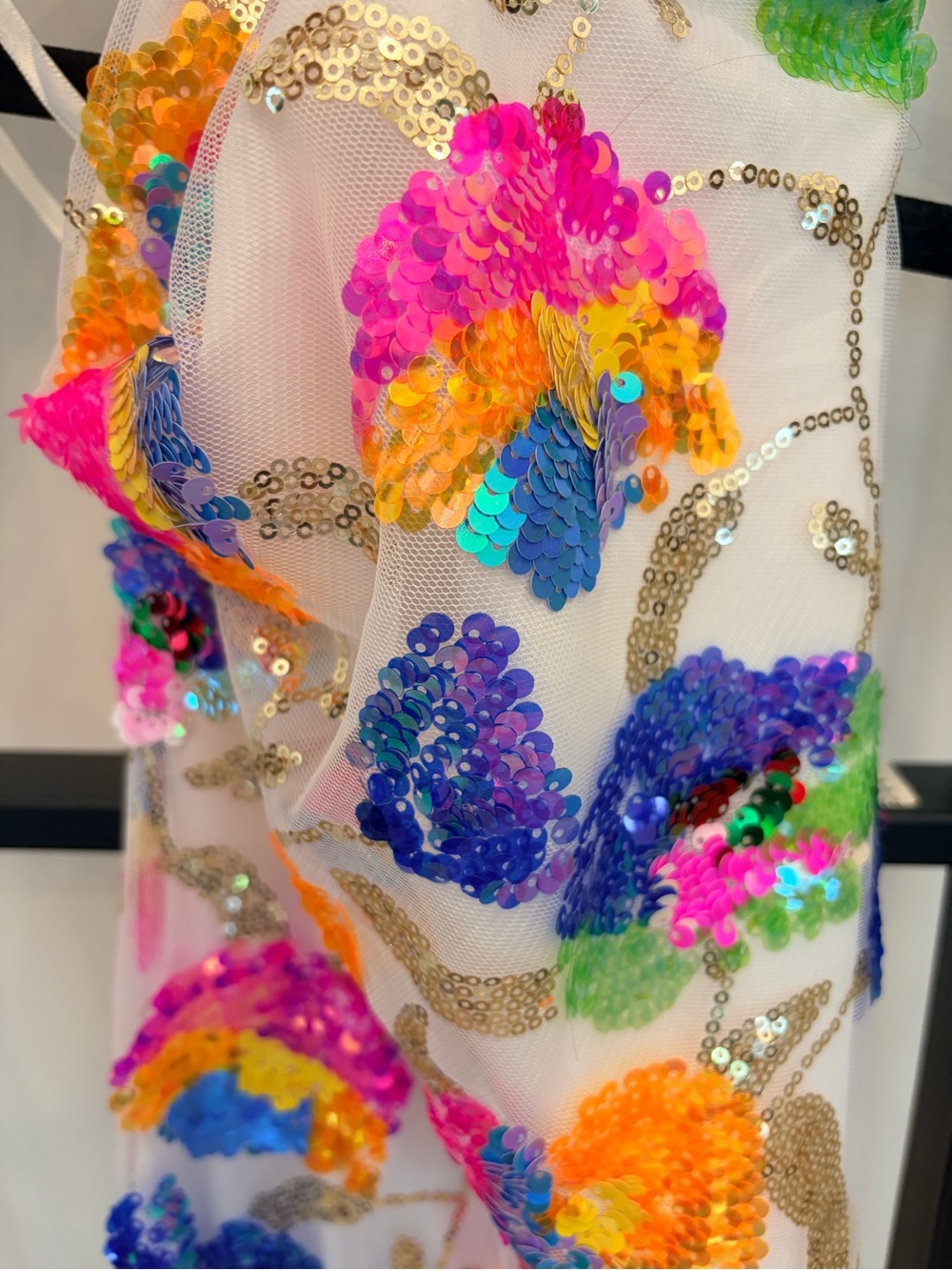 Hello Molly White Sequin-Embellished Dress with Multicolor Accents - Picture 2 of 6